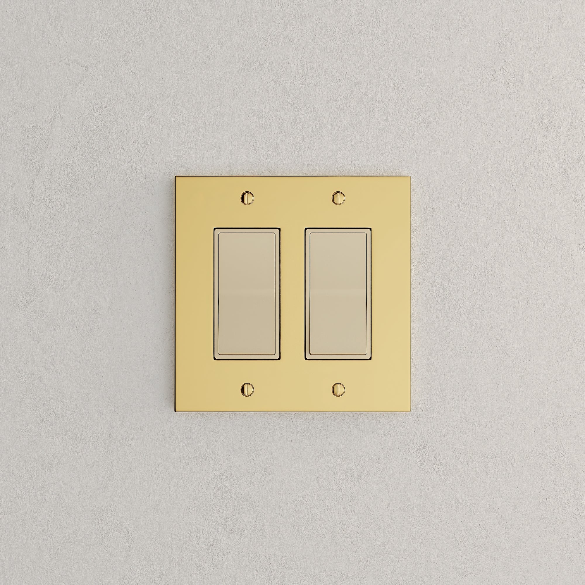 Solid brass Futura Open Wall Plate – Double in Polished Brass finish