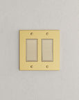 Solid brass Futura Open Wall Plate – Double in Polished Brass finish