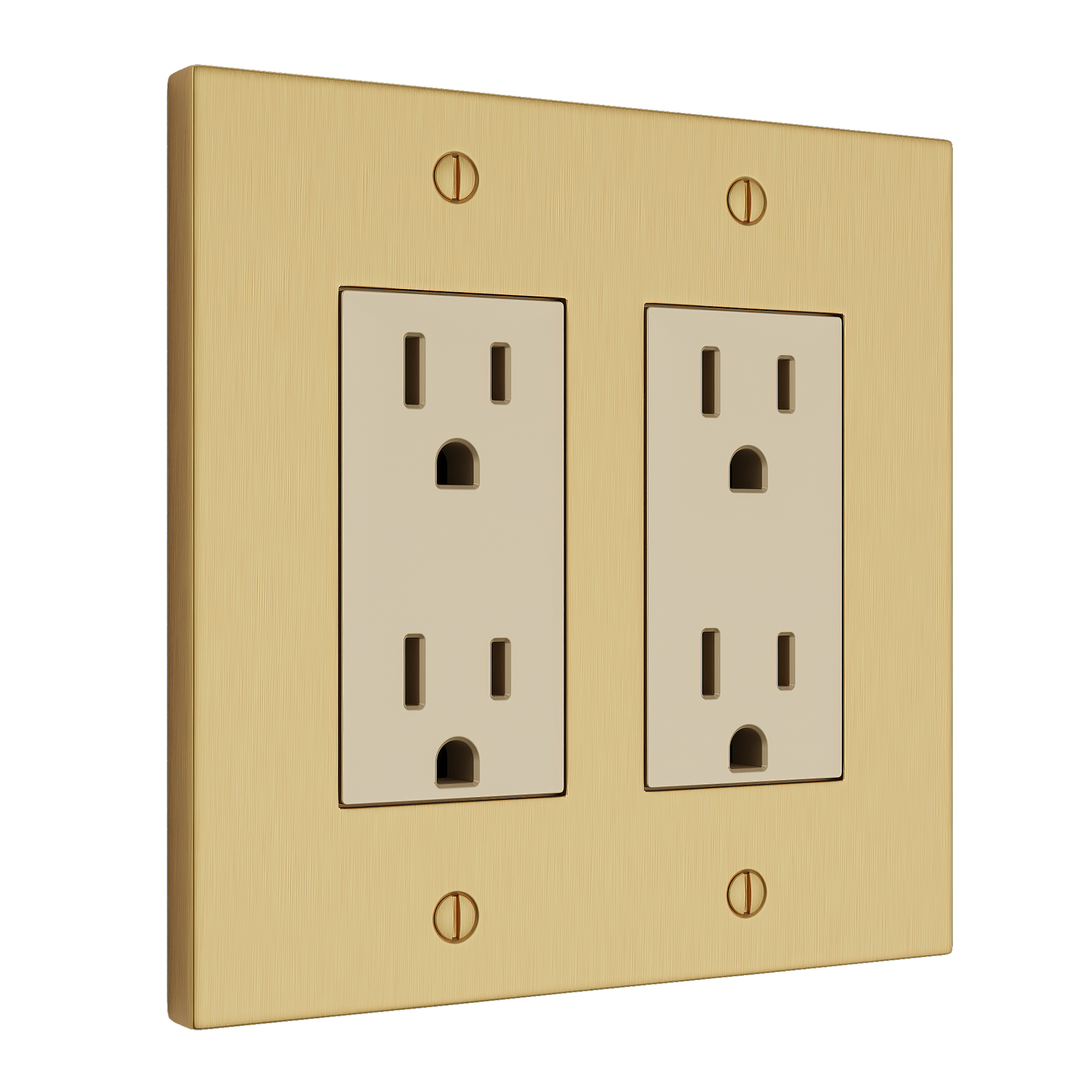 Solid brass Futura Open Wall Plate – Double in Satin Brass finish