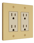 Solid brass Futura Open Wall Plate – Double in Satin Brass finish