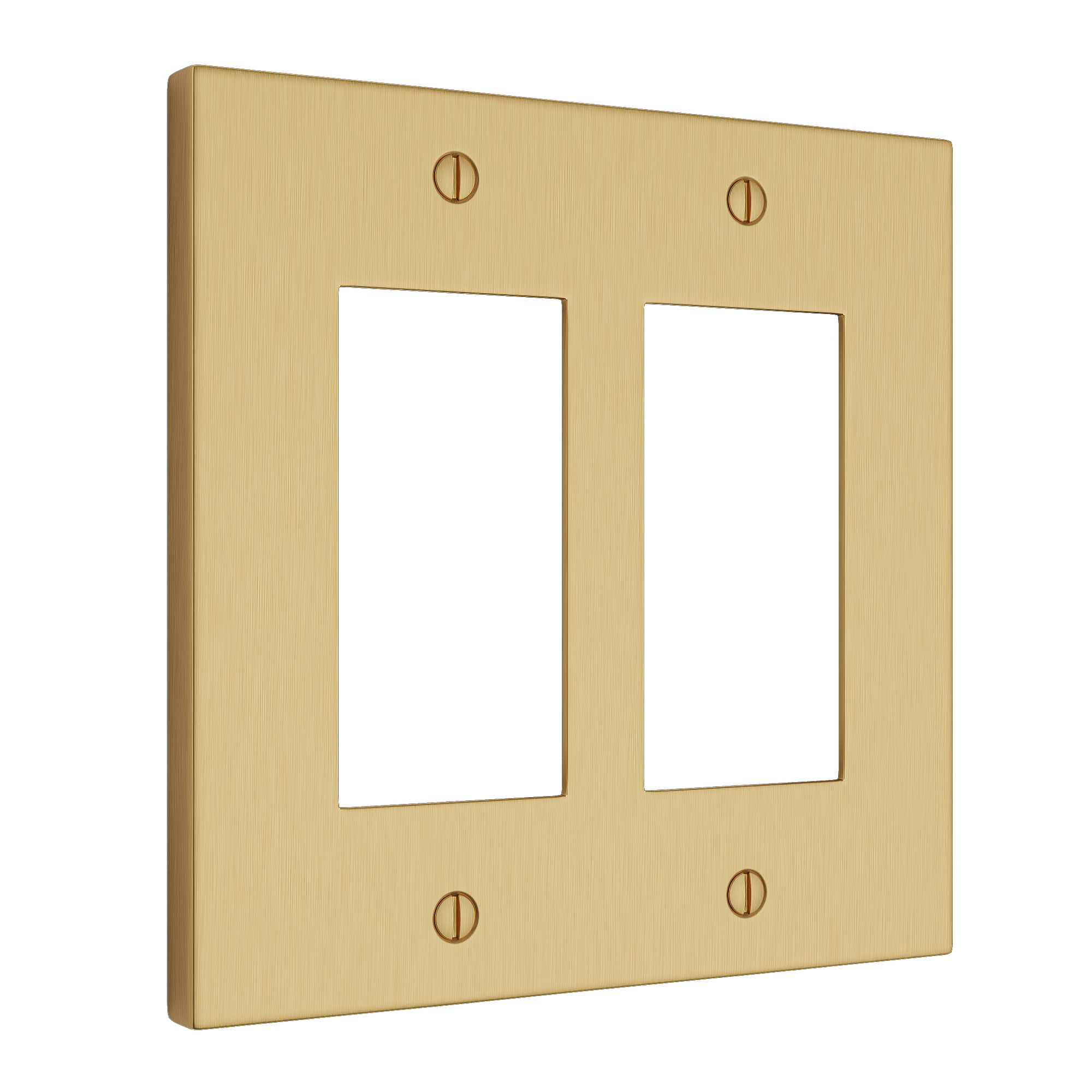 Solid brass Futura Open Wall Plate – Double in Satin Brass finish