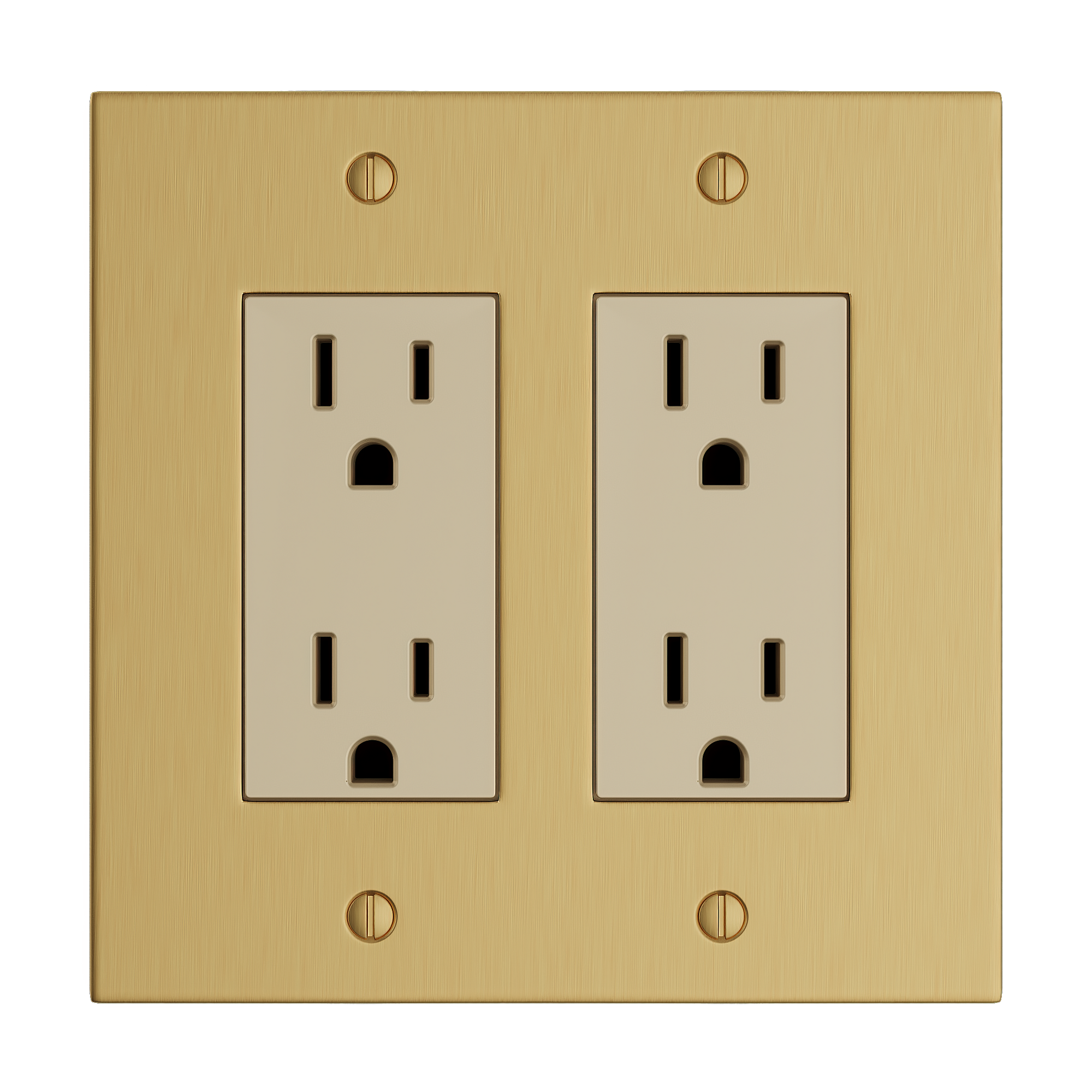Solid brass Futura Open Wall Plate – Double in Satin Brass finish