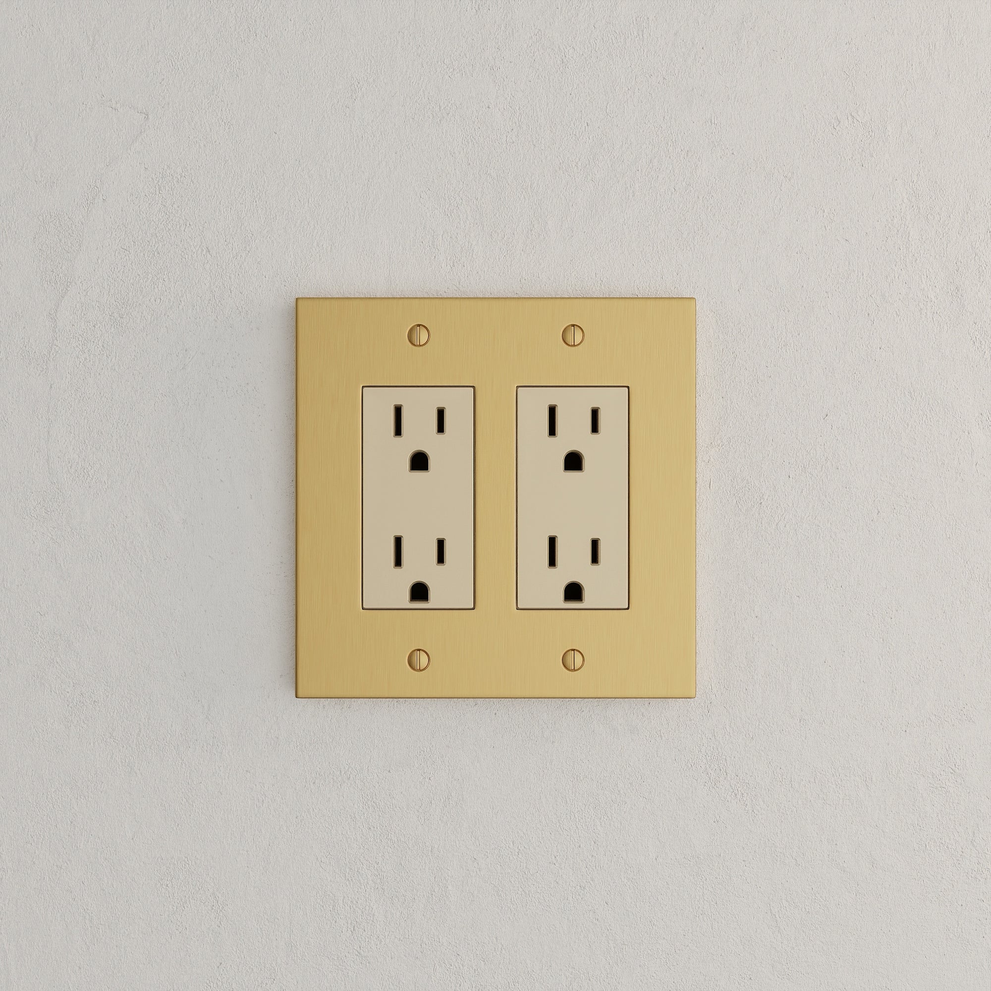 Solid brass Futura Open Wall Plate – Double in Satin Brass finish