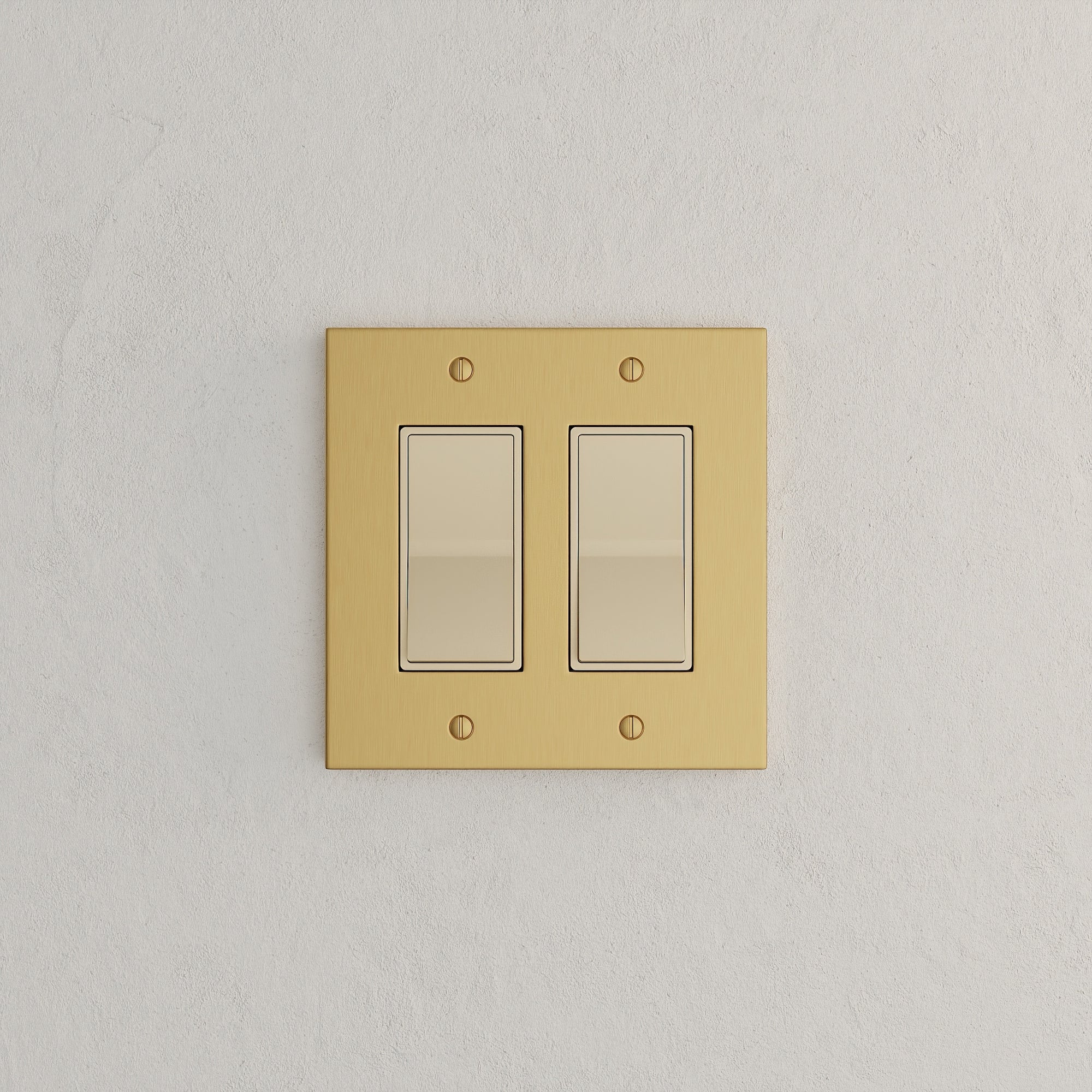 Solid brass Futura Open Wall Plate – Double in Satin Brass finish
