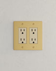 Solid brass Futura Open Wall Plate – Double in Satin Brass finish