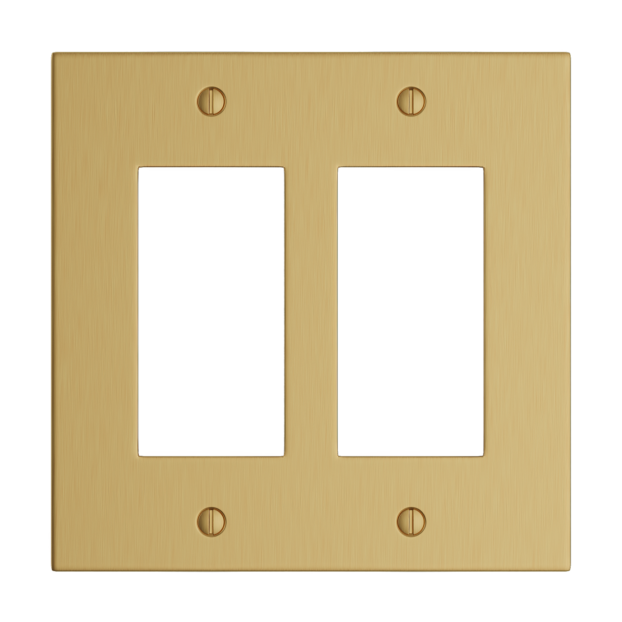 Solid brass Futura Open Wall Plate – Double in Satin Brass finish