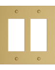 Solid brass Futura Open Wall Plate – Double in Satin Brass finish