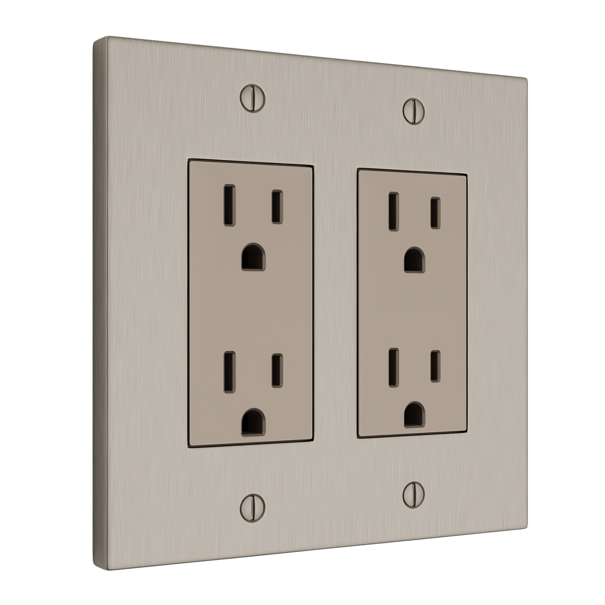 Solid brass Futura Open Wall Plate – Double in Satin Nickel finish