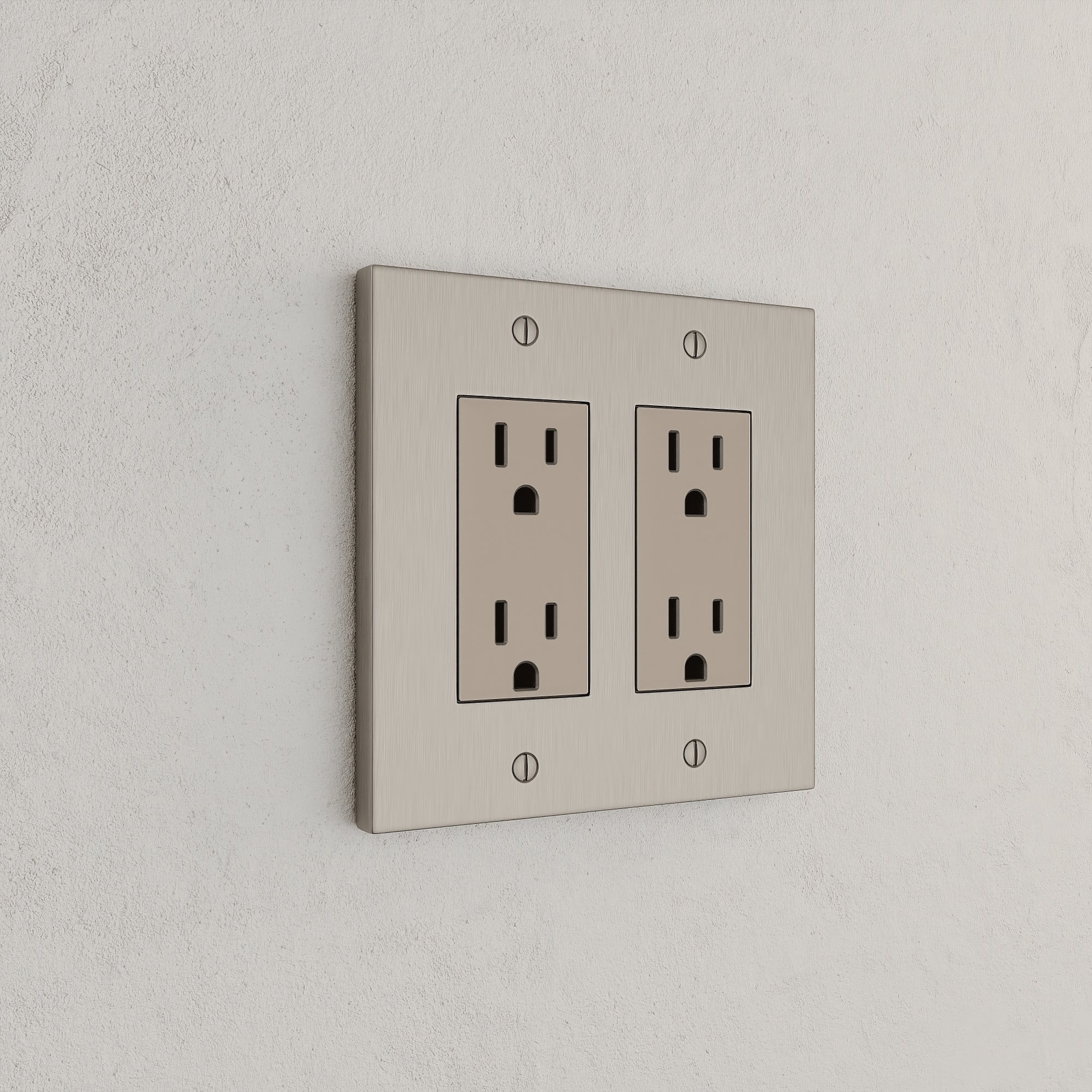 Solid brass Futura Open Wall Plate – Double in Satin Nickel finish