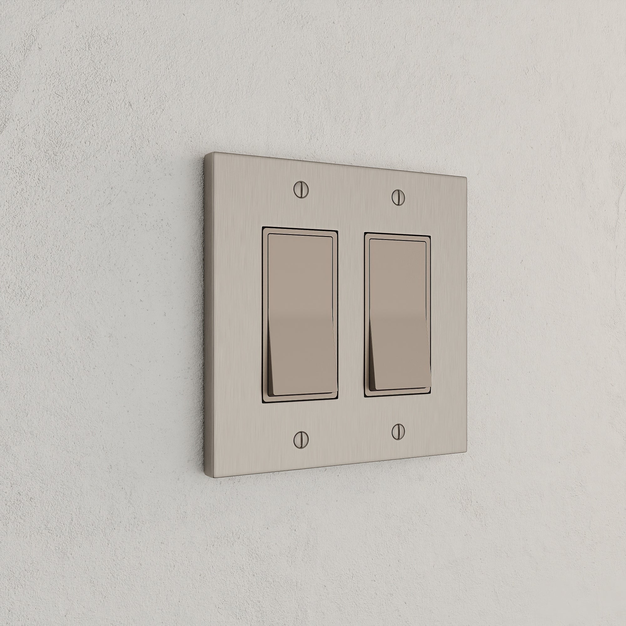 Solid brass Futura Open Wall Plate – Double in Satin Nickel finish