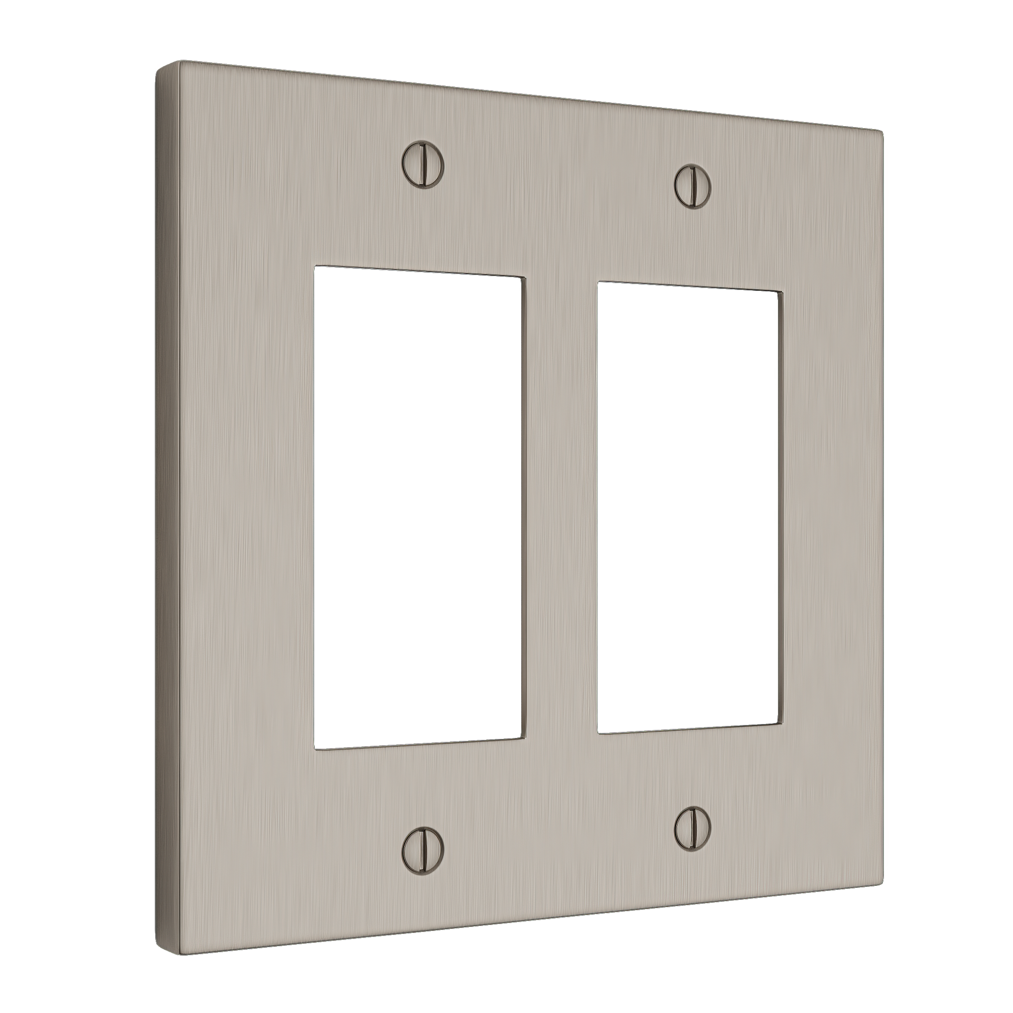 Solid brass Futura Open Wall Plate – Double in Satin Nickel finish
