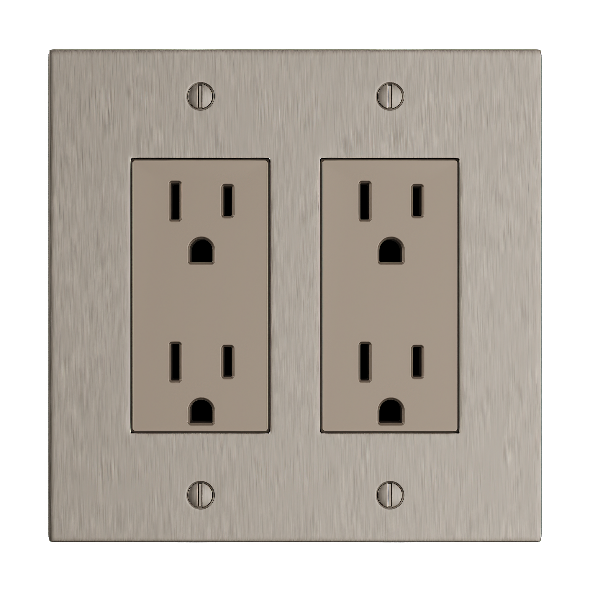 Solid brass Futura Open Wall Plate – Double in Satin Nickel finish