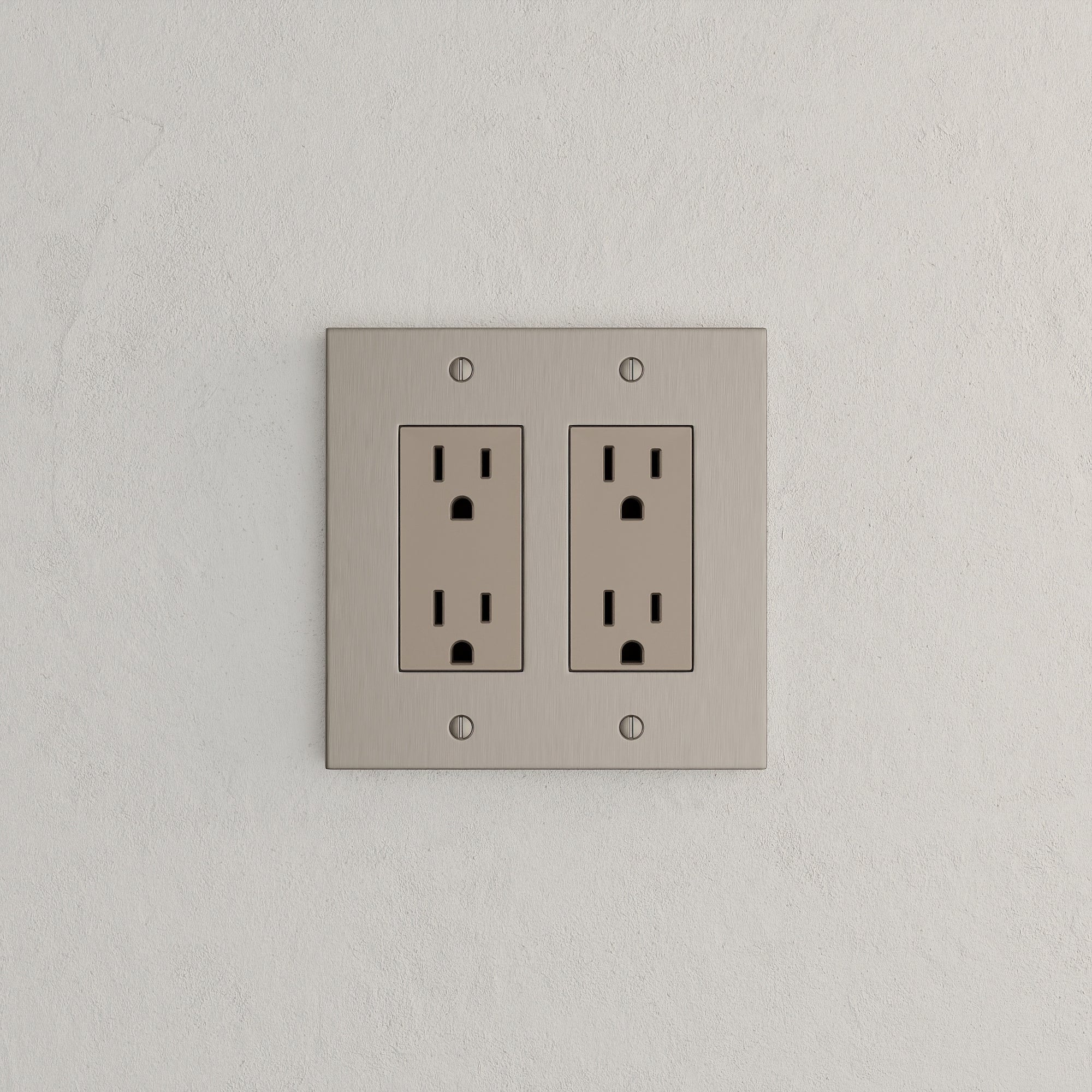 Solid brass Futura Open Wall Plate – Double in Satin Nickel finish