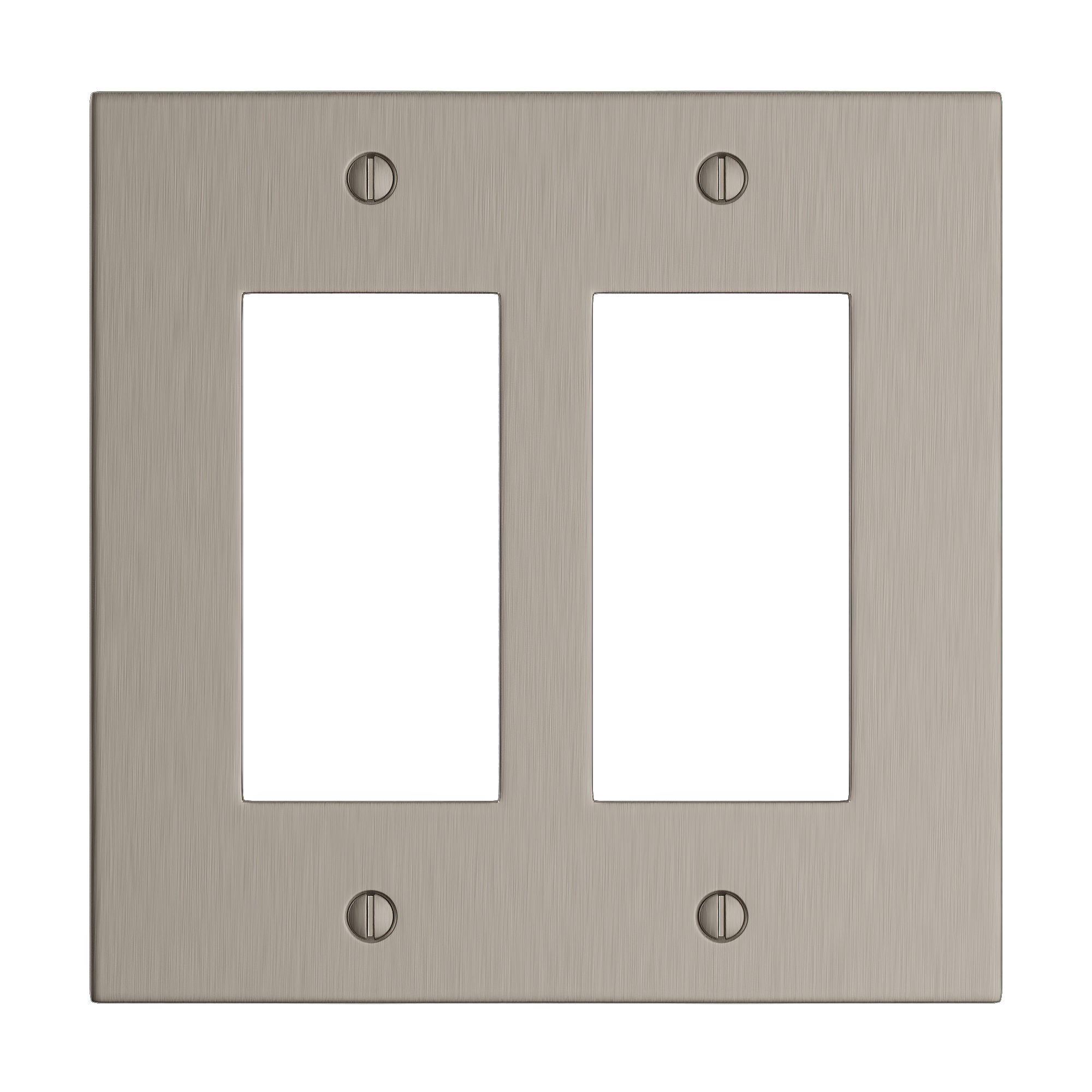 Solid brass Futura Open Wall Plate – Double in Satin Nickel finish