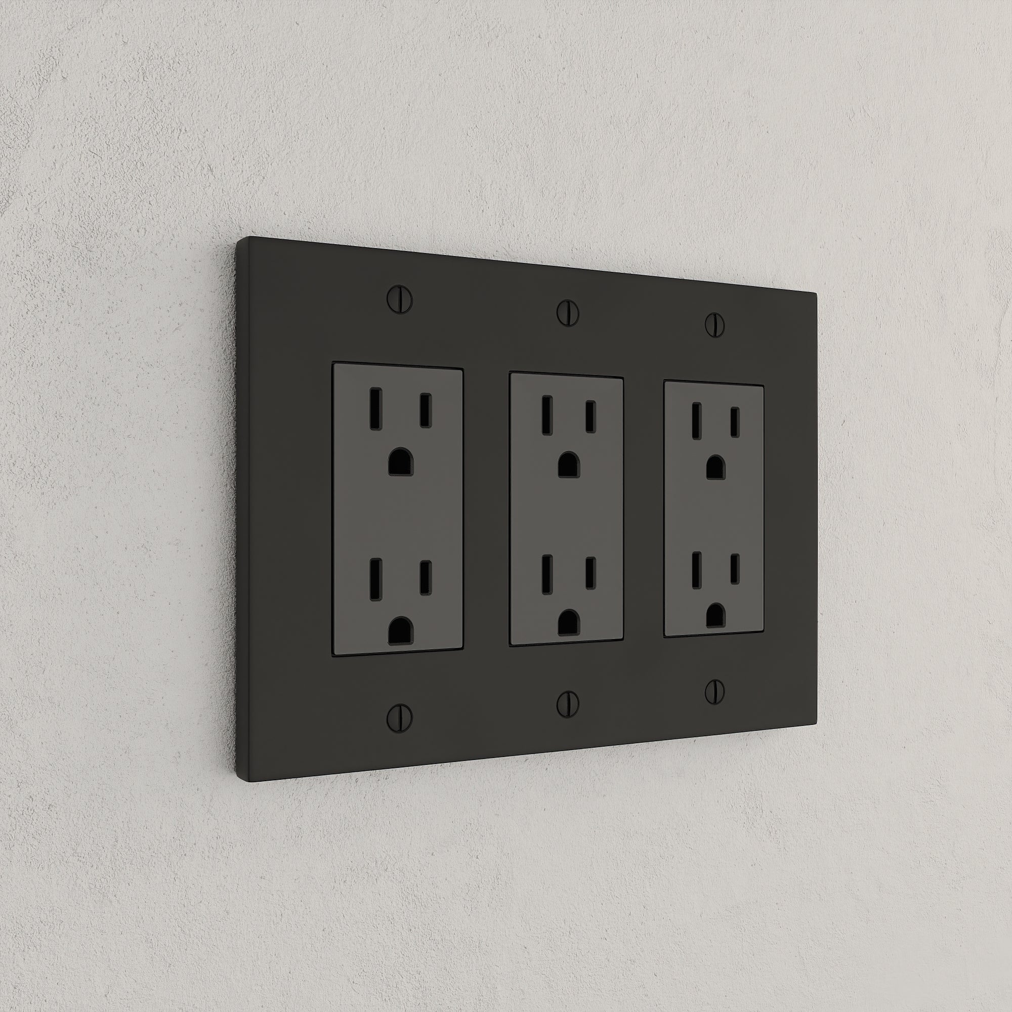 Solid brass Futura Open Wall Plate – Triple in Coal Black Brass finish