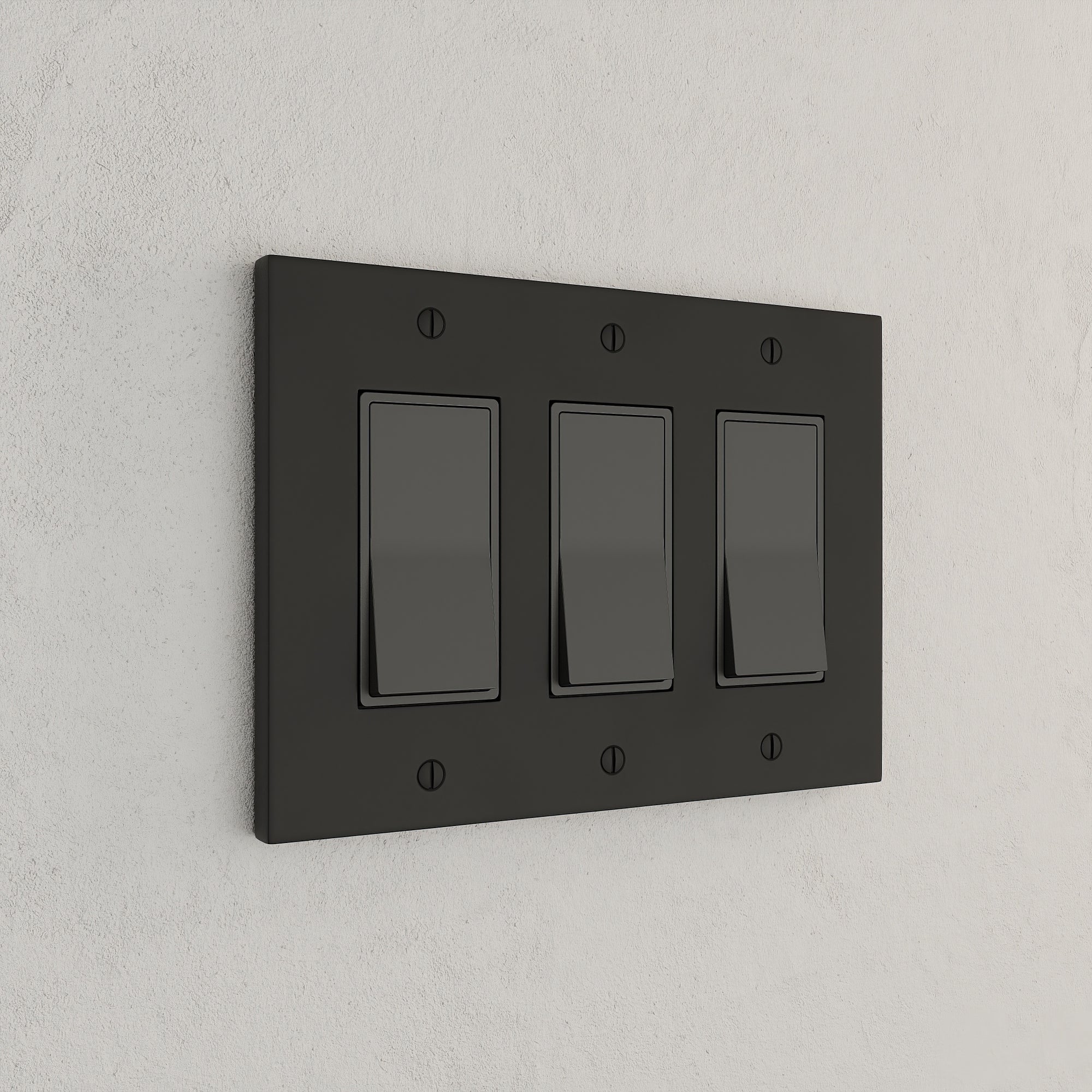 Solid brass Futura Open Wall Plate – Triple in Coal Black Brass finish