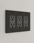Solid brass Futura Open Wall Plate – Triple in Coal Black Brass finish