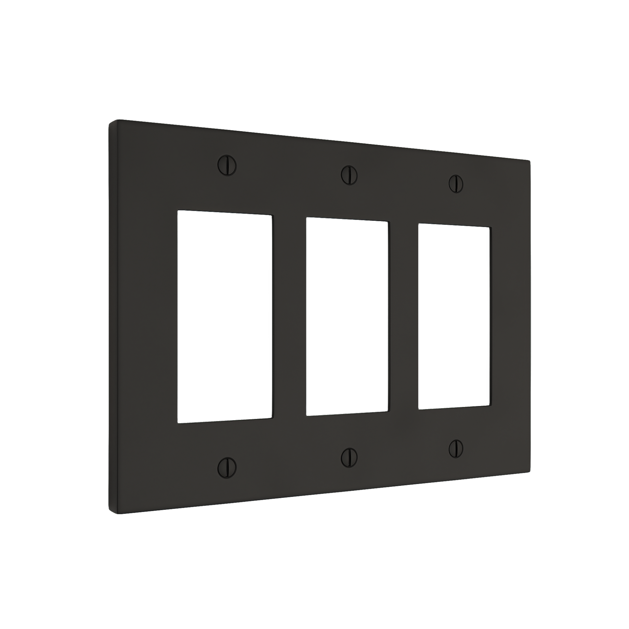 Solid brass Futura Open Wall Plate – Triple in Coal Black Brass finish