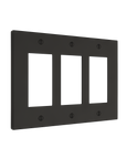 Solid brass Futura Open Wall Plate – Triple in Coal Black Brass finish