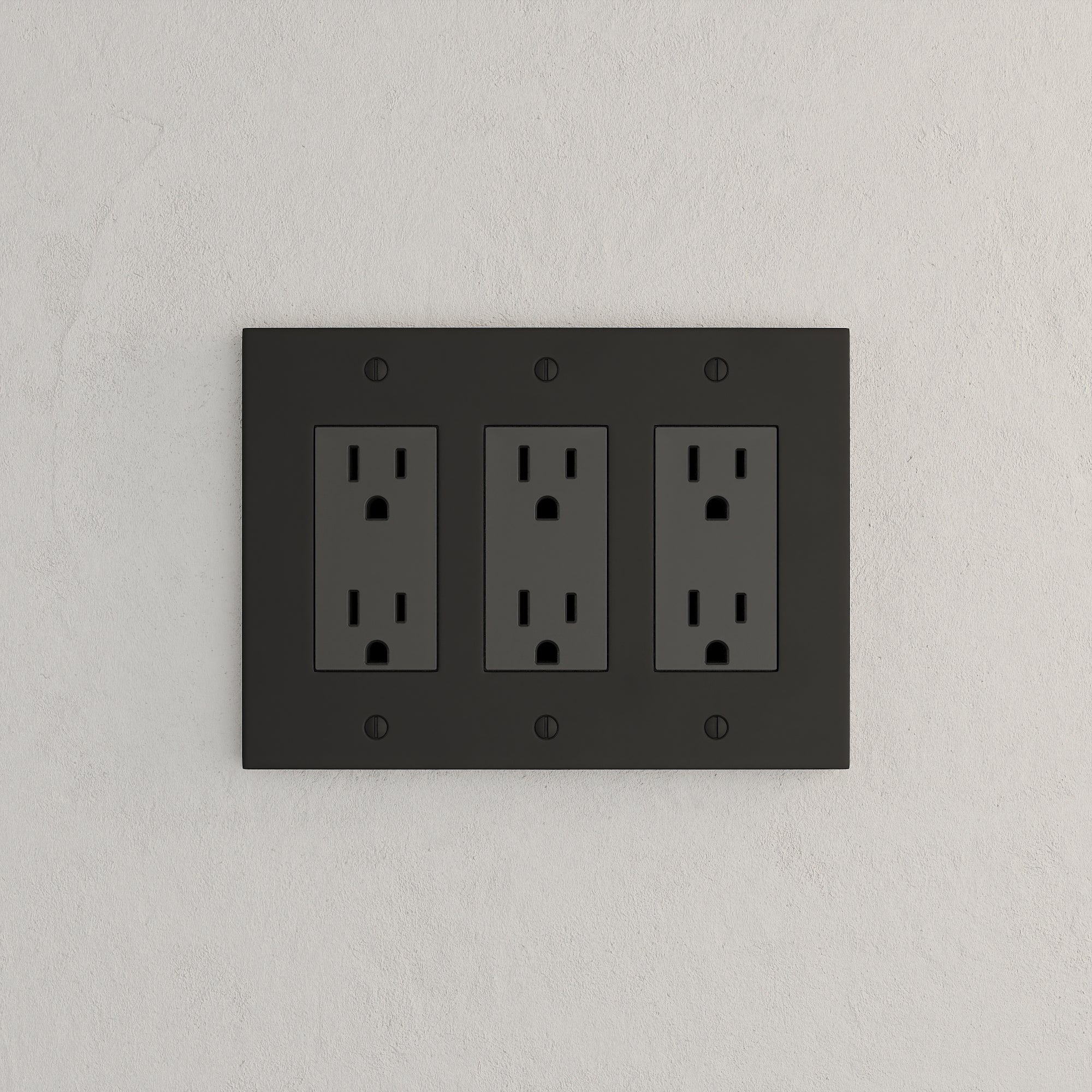 Solid brass Futura Open Wall Plate – Triple in Coal Black Brass finish