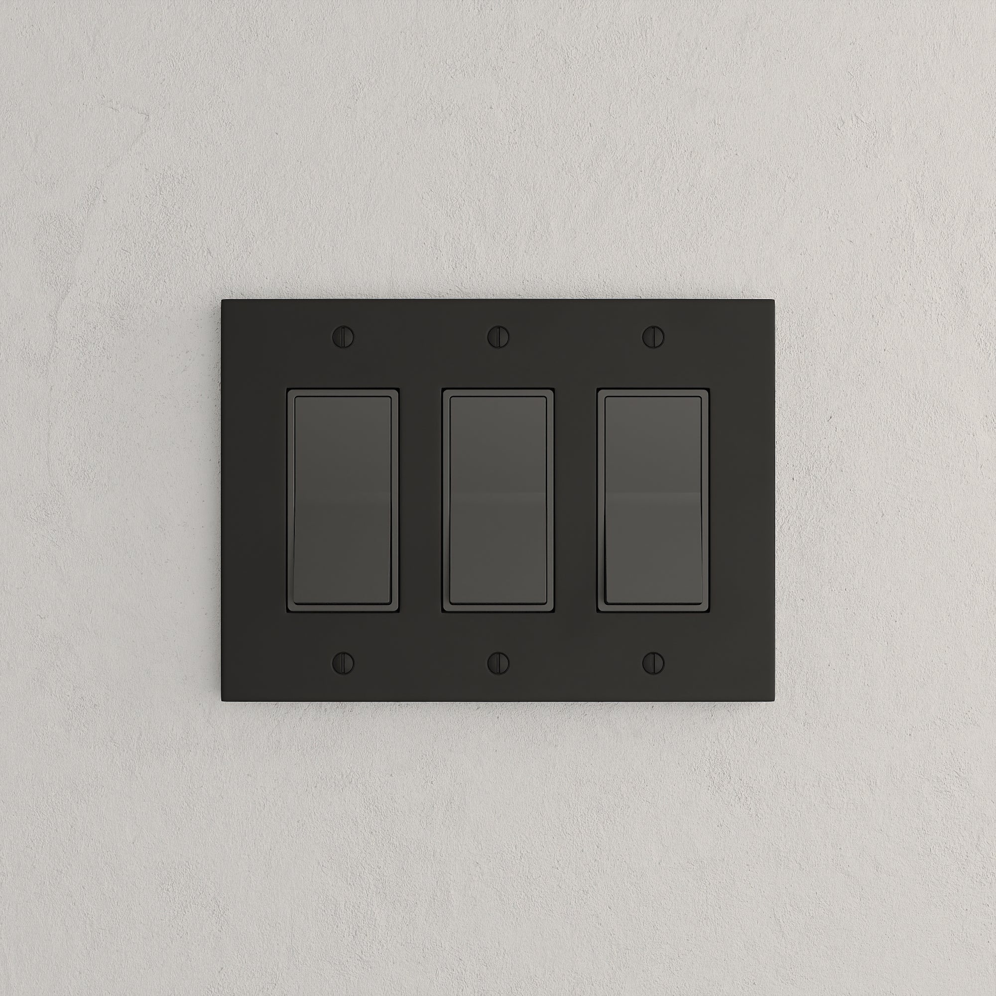 Solid brass Futura Open Wall Plate – Triple in Coal Black Brass finish