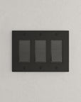 Solid brass Futura Open Wall Plate – Triple in Coal Black Brass finish