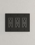 Solid brass Futura Open Wall Plate – Triple in Coal Black Brass finish