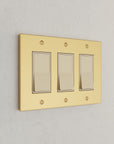 Solid brass Futura Open Wall Plate – Triple in Polished Brass finish