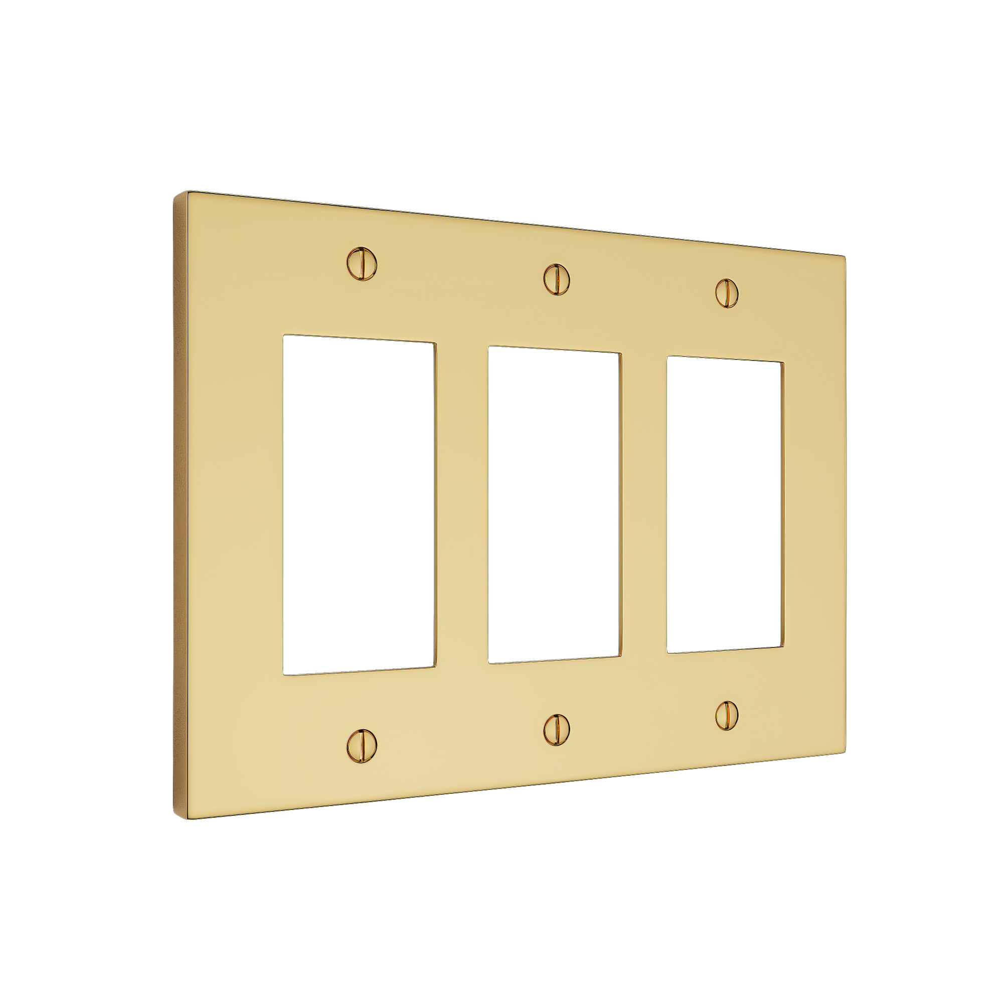 Solid brass Futura Open Wall Plate – Triple in Polished Brass finish