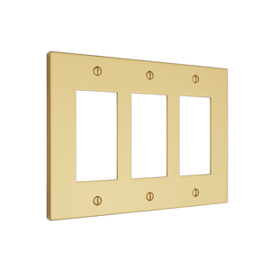 Futura Open Wall Plate – Triple — Polished Brass