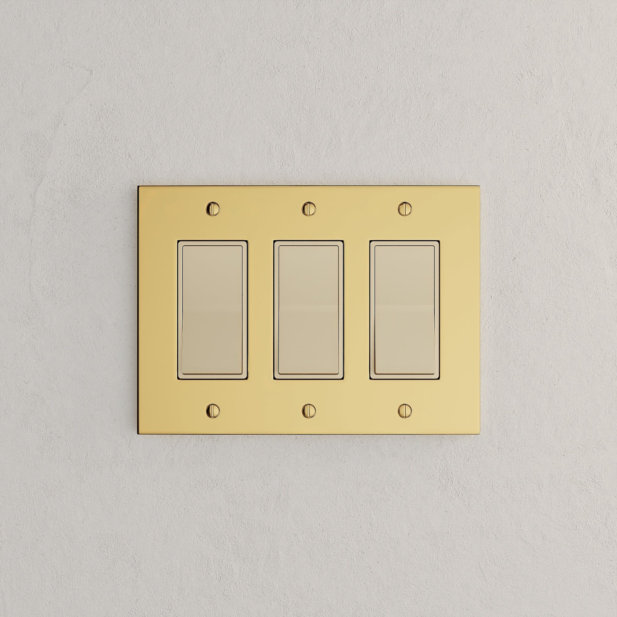 Solid brass Futura Open Wall Plate – Triple in Polished Brass finish
