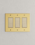 Solid brass Futura Open Wall Plate – Triple in Polished Brass finish