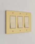 Solid brass Futura Open Wall Plate – Triple in Satin Brass finish