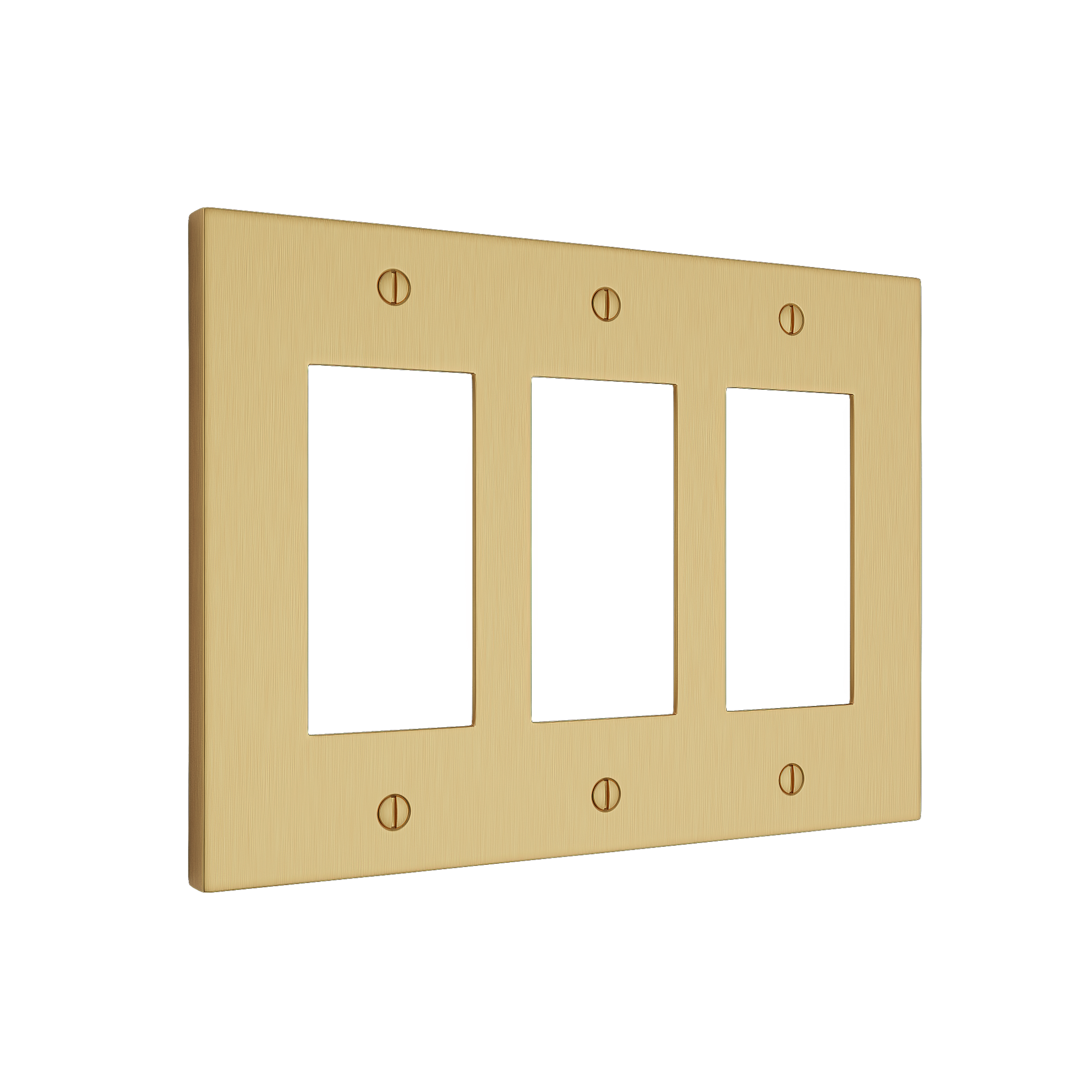 Solid brass Futura Open Wall Plate – Triple in Satin Brass finish