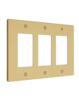 Solid brass Futura Open Wall Plate – Triple in Satin Brass finish