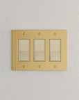 Solid brass Futura Open Wall Plate – Triple in Satin Brass finish