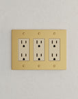 Solid brass Futura Open Wall Plate – Triple in Satin Brass finish