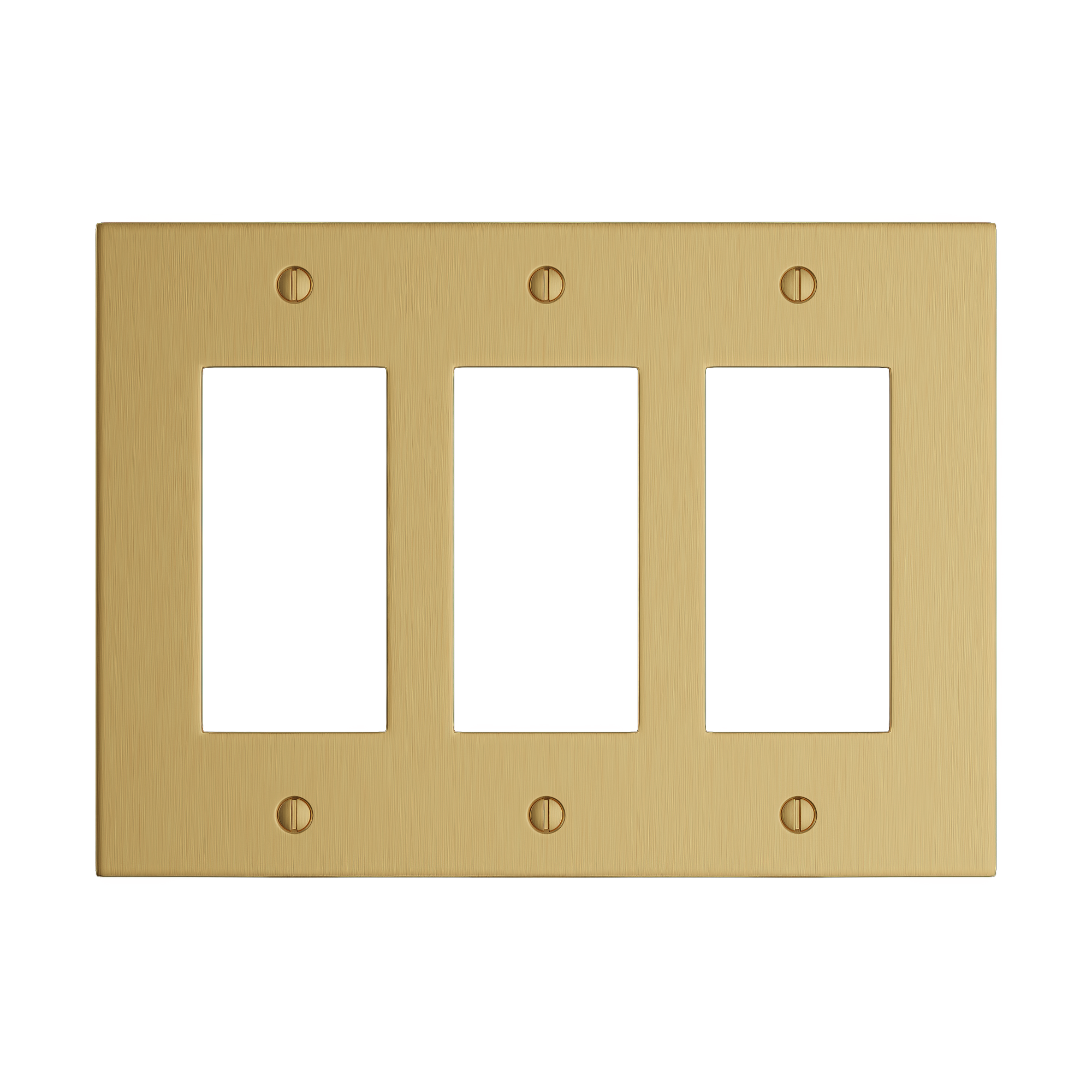 Solid brass Futura Open Wall Plate – Triple in Satin Brass finish