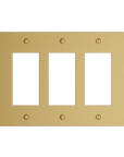 Solid brass Futura Open Wall Plate – Triple in Satin Brass finish