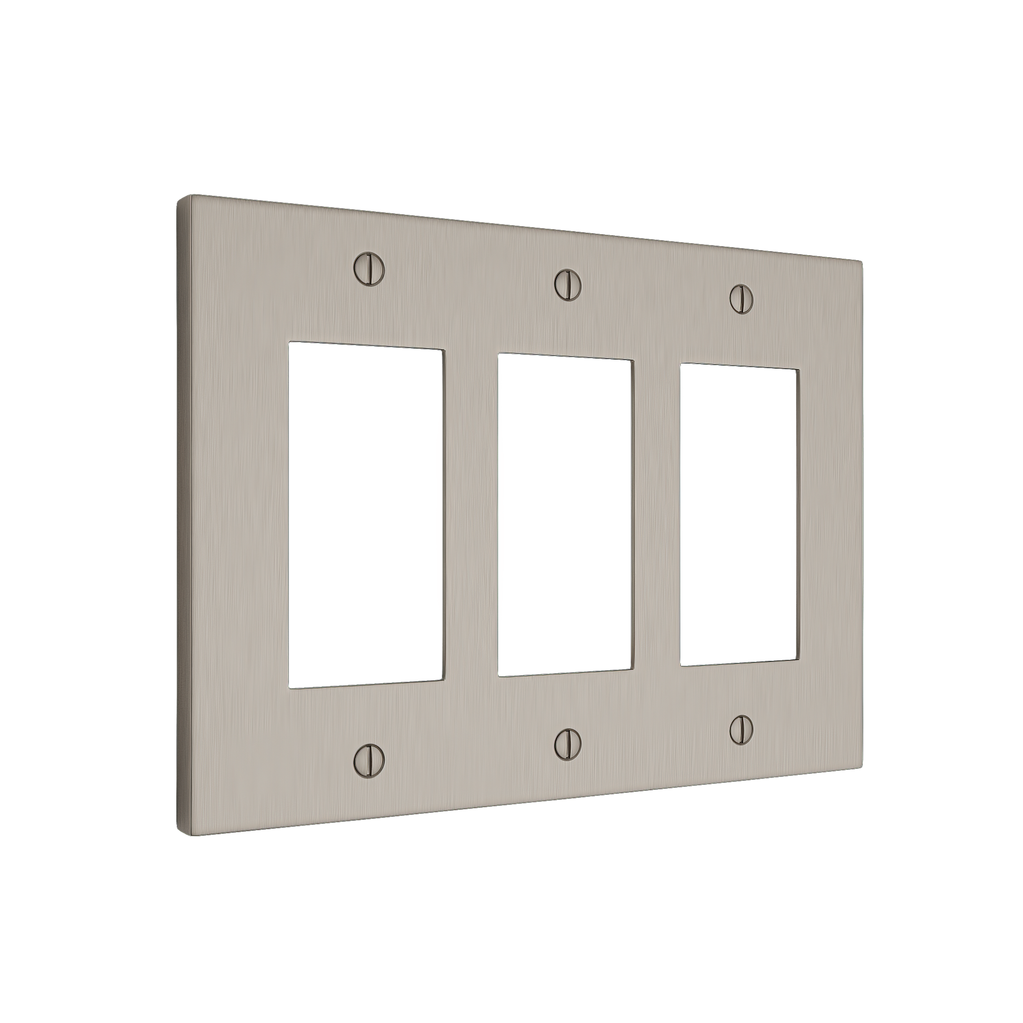 Solid brass Futura Open Wall Plate – Triple in Satin Nickel finish