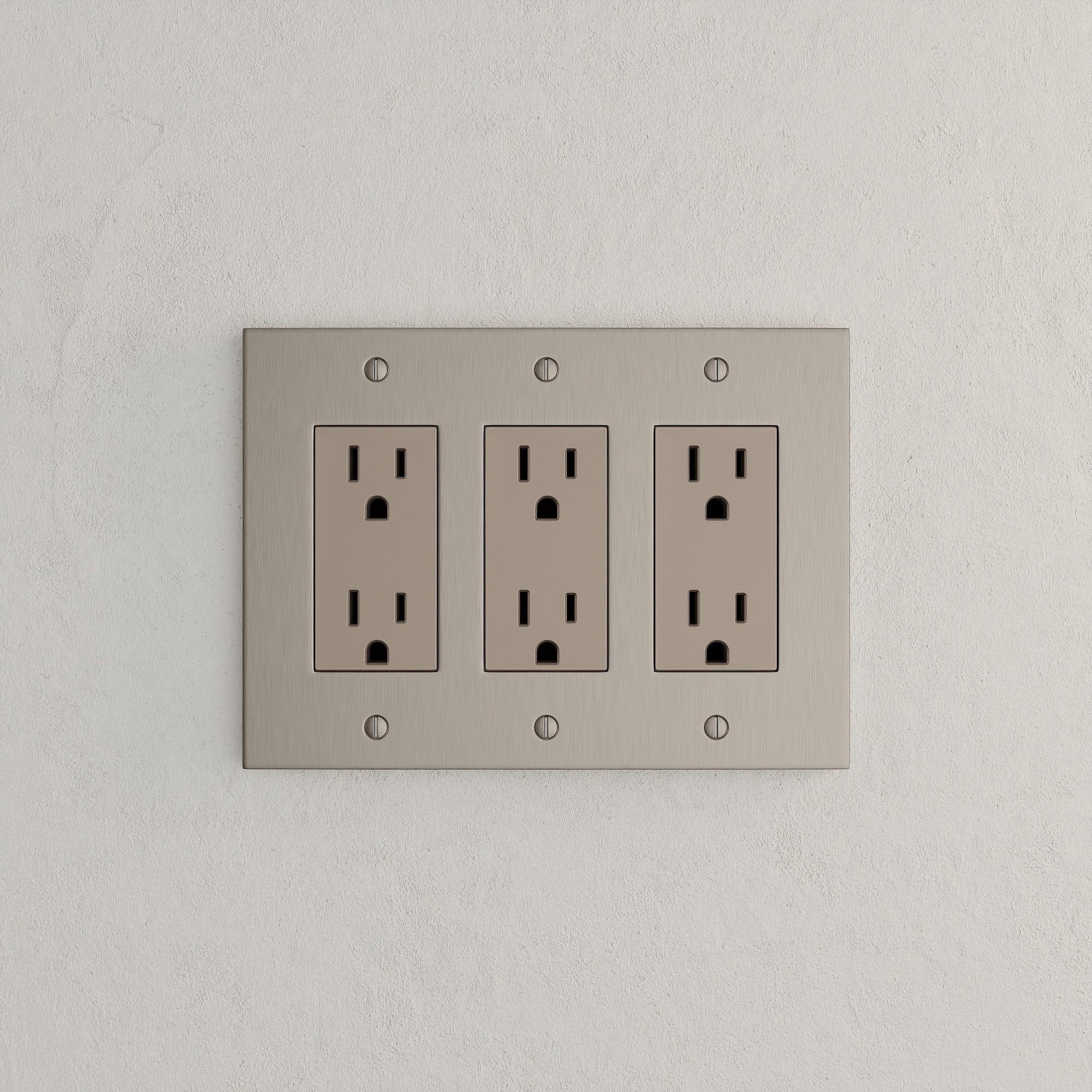 Solid brass Futura Open Wall Plate – Triple in Satin Nickel finish