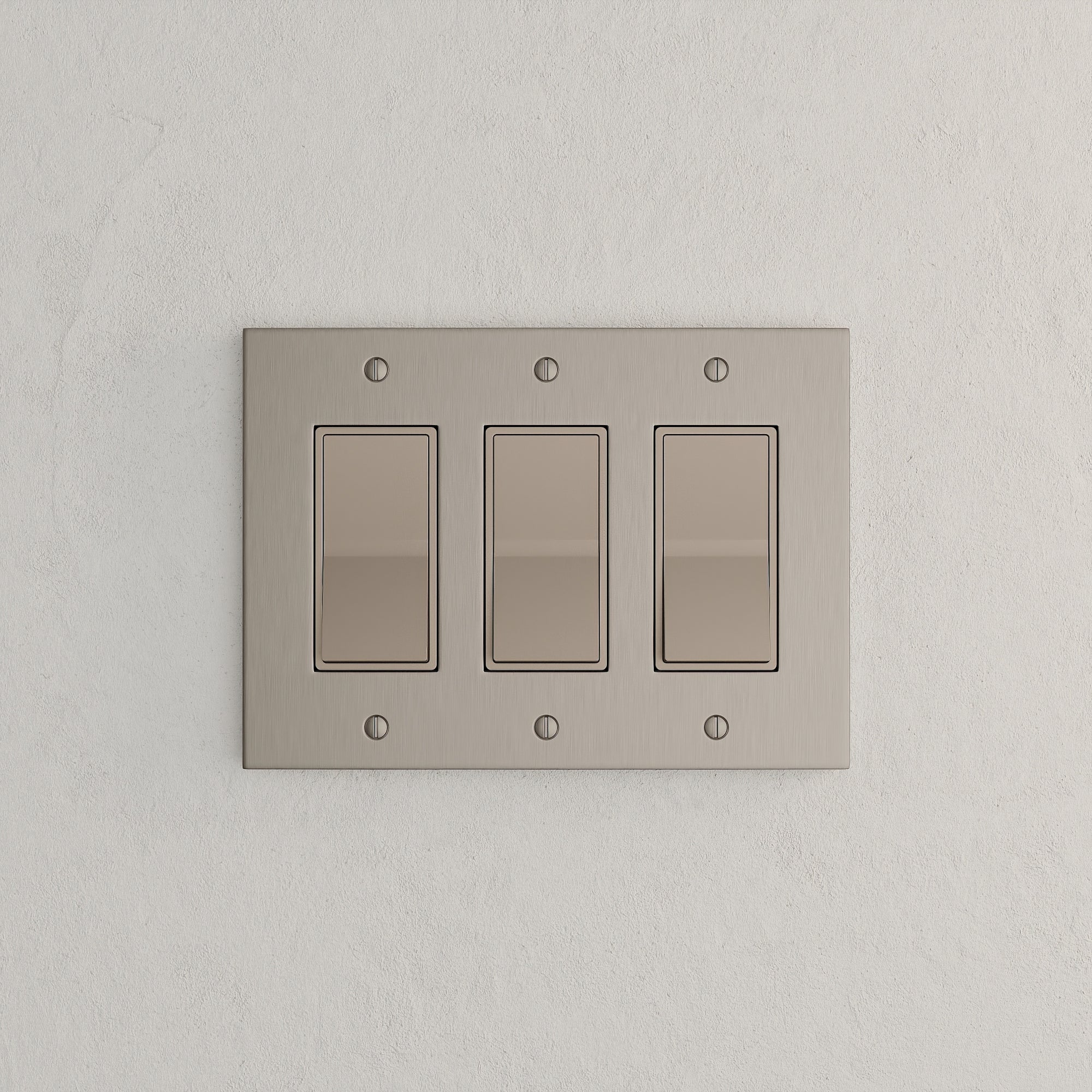 Solid brass Futura Open Wall Plate – Triple in Satin Nickel finish
