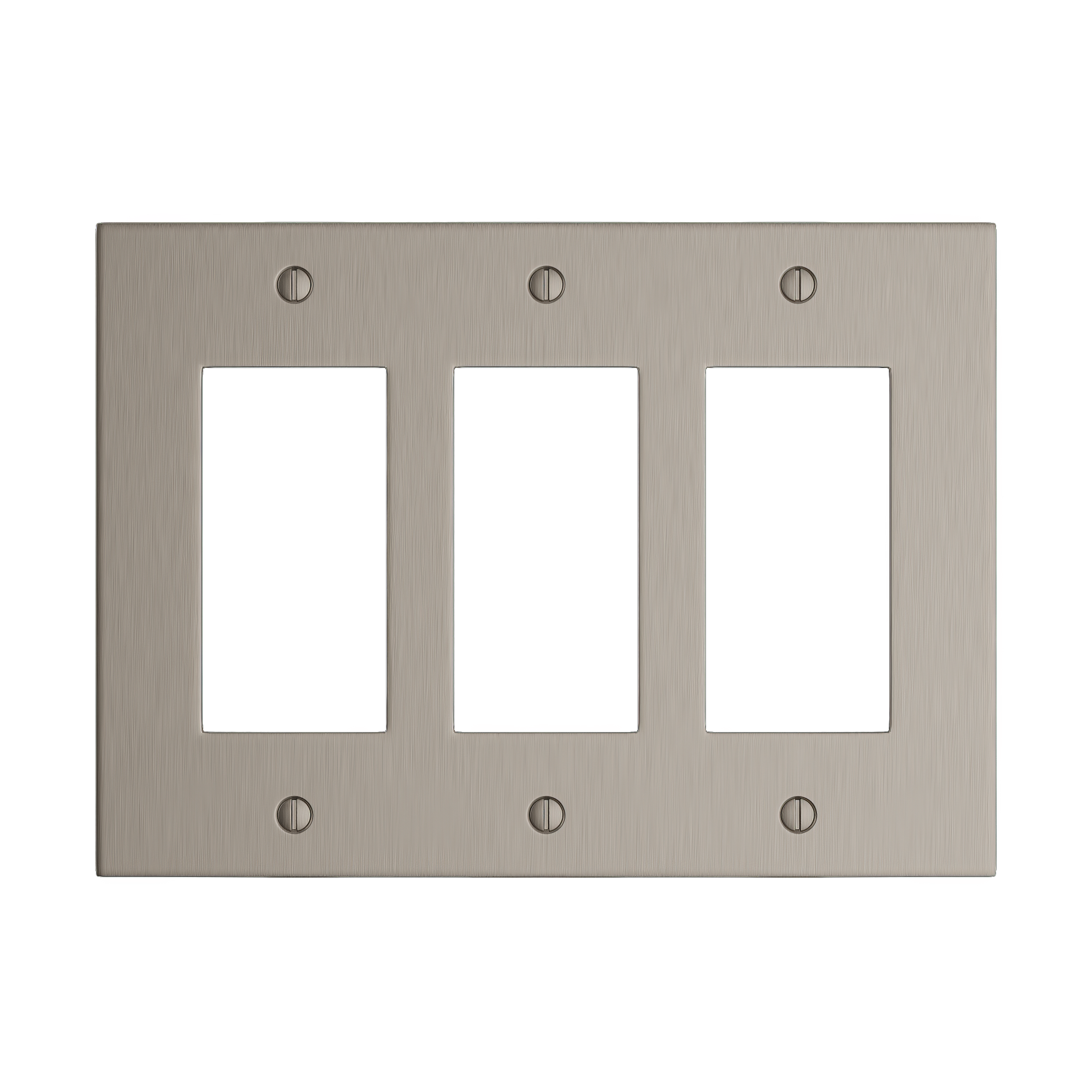 Solid brass Futura Open Wall Plate – Triple in Satin Nickel finish