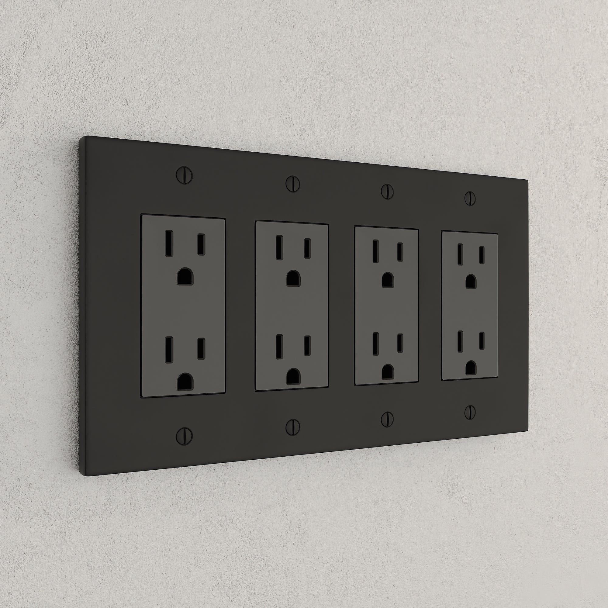 Solid brass Futura Open Wall Plate – Quad in Coal Black Brass finish