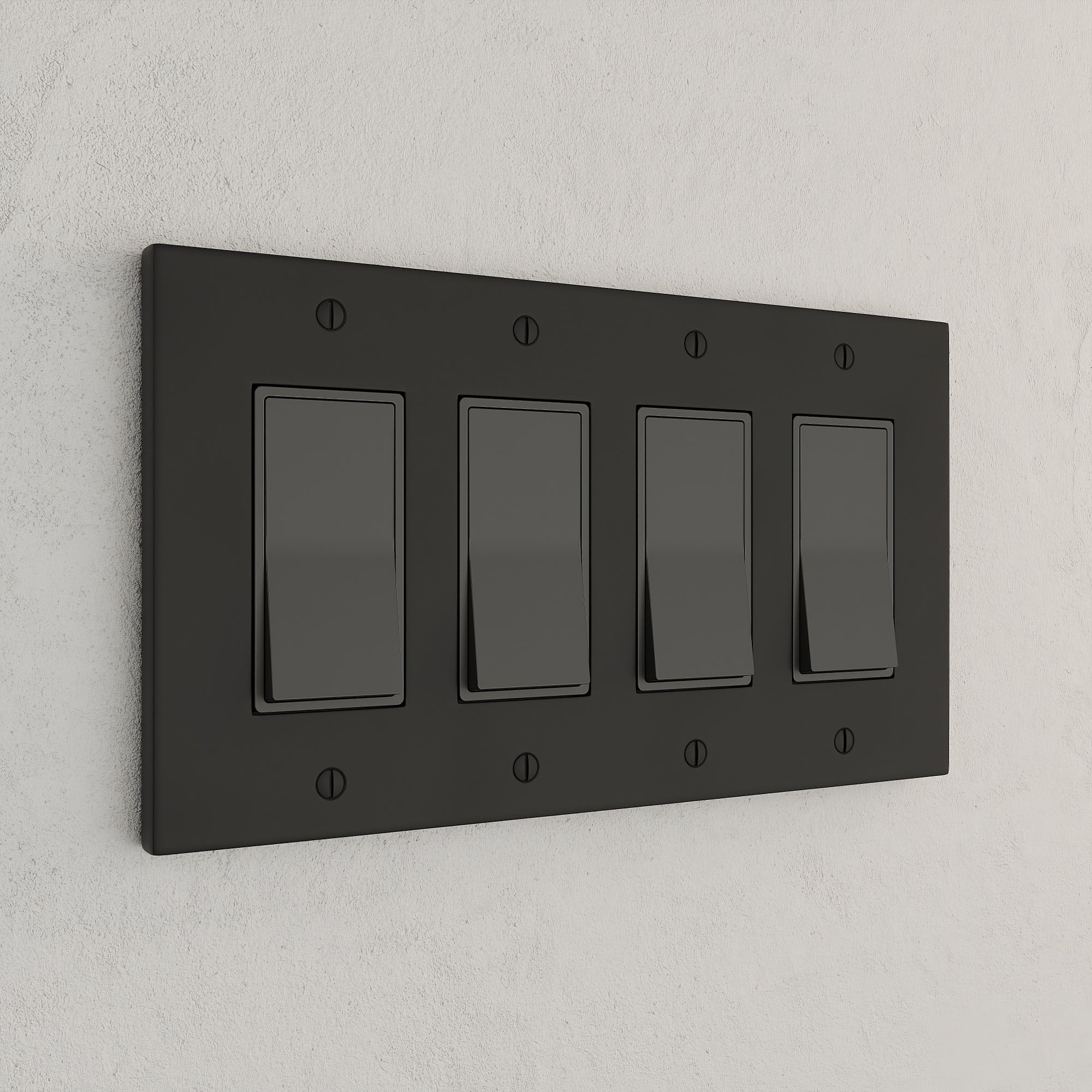 Solid brass Futura Open Wall Plate – Quad in Coal Black Brass finish