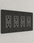 Solid brass Futura Open Wall Plate – Quad in Coal Black Brass finish