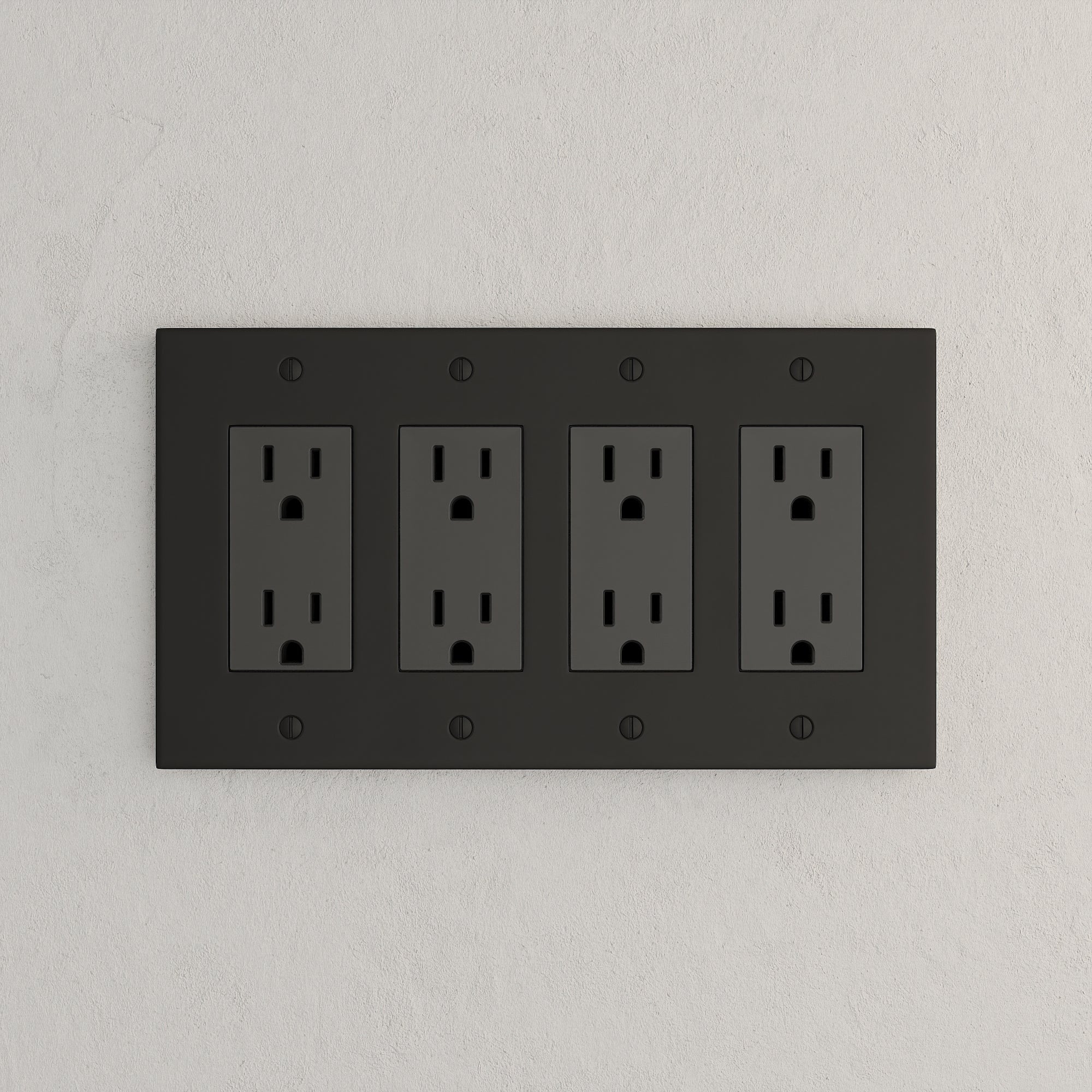 Solid brass Futura Open Wall Plate – Quad in Coal Black Brass finish