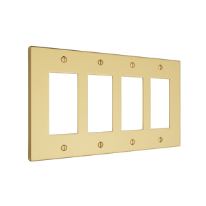 Futura Open Wall Plate – Quad — Polished Brass