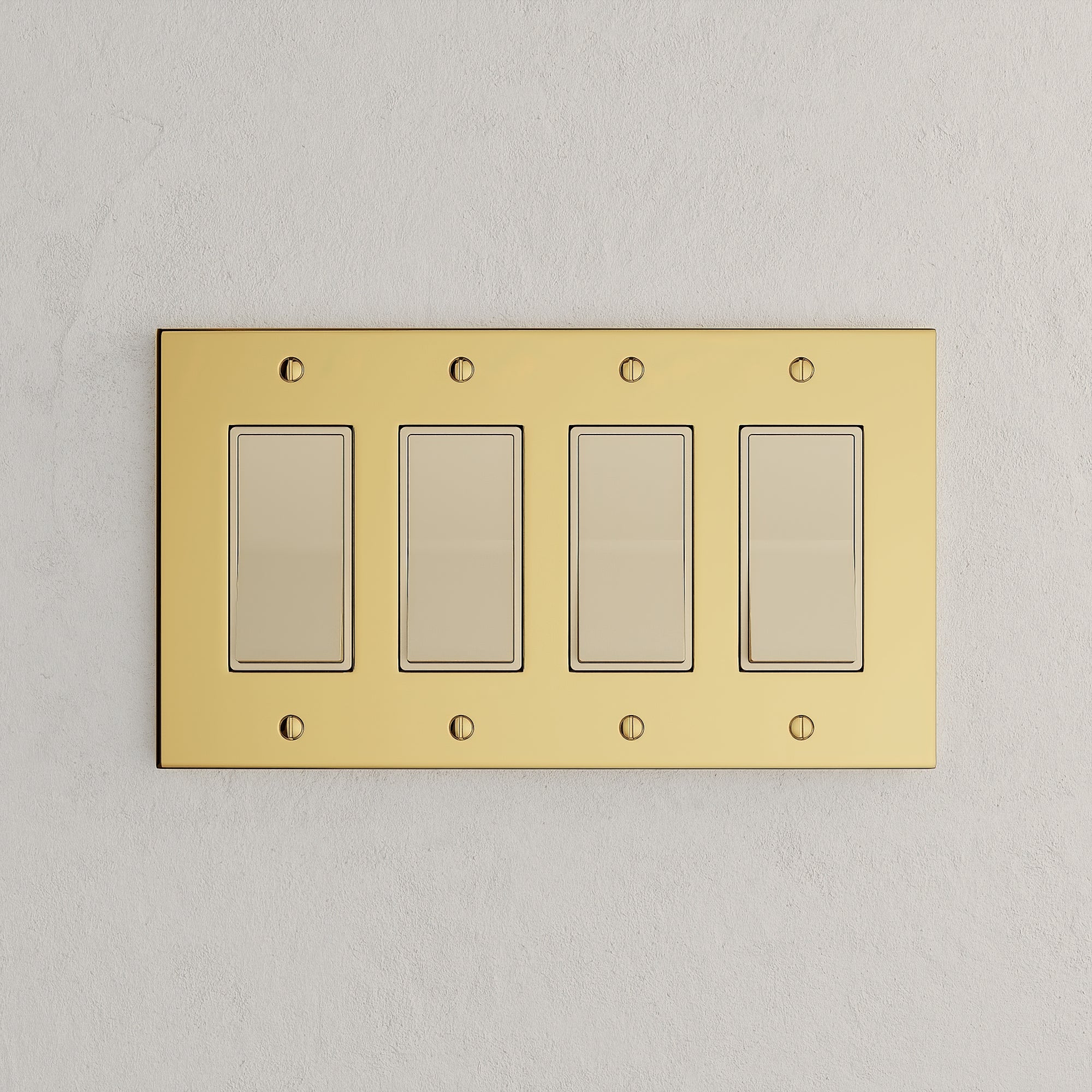 Solid brass Futura Open Wall Plate – Quad in Polished Brass finish