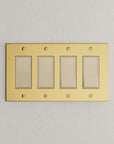 Solid brass Futura Open Wall Plate – Quad in Polished Brass finish